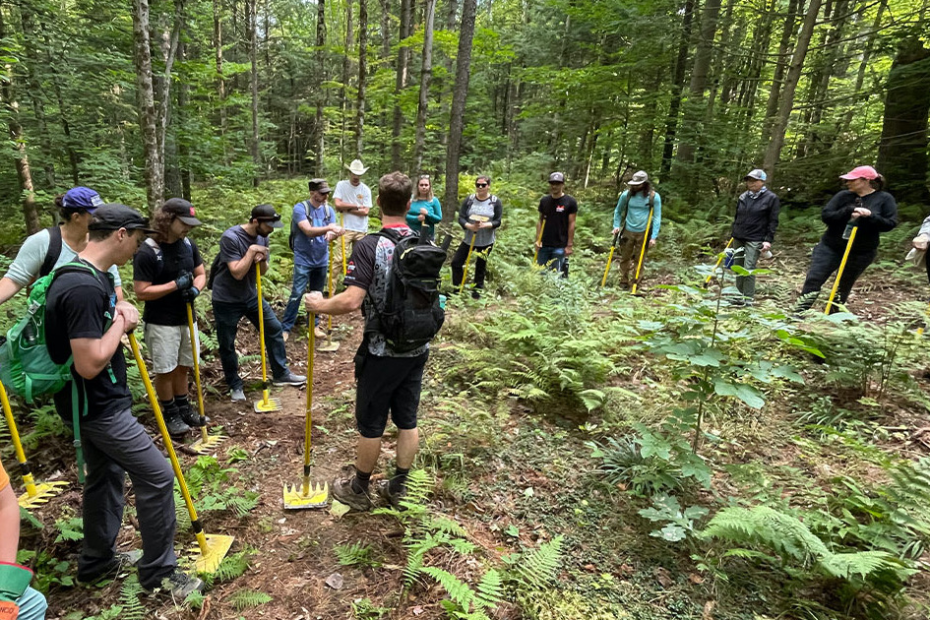 FOTW's executive director leads a group of trail vulunteers.