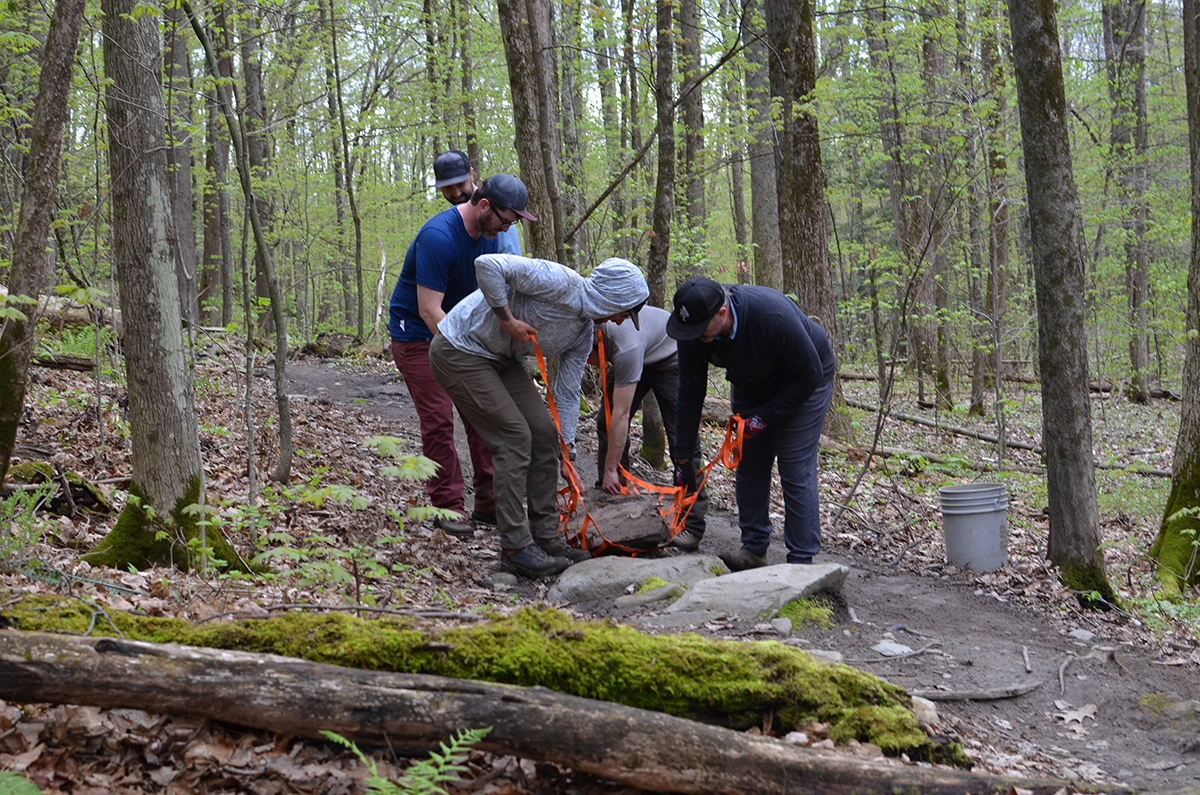Volunteer trail work at Saxon Hill trails in Vermont